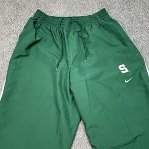 Nike Elite Track Pants Mens L Green Nylon Windrunner Woven Lined Gym Joggers Zip